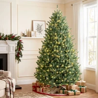 HOMCOM 6ft Prelit Christmas Tree, Colorado Blue Spruce, Easy Plug, Hinged Xmas Tree with Warm White & Multi-Color LED Lights(m-2)