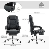 Vinsetto Massage Office Chair, Reclining Computer Chair with Adjustable Height and Footrest, Black(m-3)
