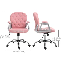 Vinsetto Office Chair, Computer Desk Chair with Adjustable Height and Tufted Back, Pink(m-3)