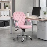 Vinsetto Office Chair, Computer Desk Chair with Adjustable Height and Tufted Back, Pink(m-8)