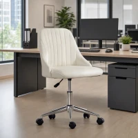 Vinsetto Velvet Office Chair with Adjustable Height, Swivel Wheels for Office, Cream(m-8)