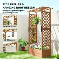 Outsunny Raised Garden Bed with Trellis, Wooden Raised Planter Box with Hanging Roof and 2 Drainage Holes, Orange(m-5)