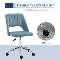 Vinsetto Mid Back Office Chair Velvet Fabric Swivel Scallop Shape Computer Desk Chair, Sky Blue(m-6)