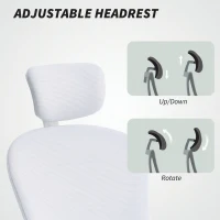 Vinsetto Office Chair, Mesh Computer Desk Chair with Adjustable Headrest, 4D Lumbar Support, Flip-up Arm, White(m-7)