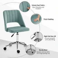 Vinsetto Mid Back Office Chair Velvet Fabric Swivel Scallop Shape Computer Desk Chair, Green(m-7)