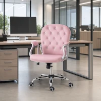 Vinsetto Office Chair, Computer Desk Chair with Adjustable Height and Tufted Back, Pink(m-1)