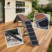 PawHut Dog Agility Equipment Ramp with Safety Bar, Non-slip Surface, for Walk and Pause Training, Gray(m-5)