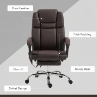 Vinsetto Massage Office Chair, Reclining Executive Office Chair with 6-Point Vibration, Footrest and High Back, Dark Brown(m-7)