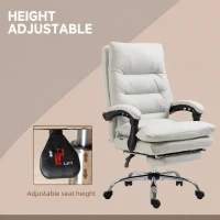 Vinsetto Executive Office Chair with 6-Point Massag, Microfibre Reclining Computer Chair with Footrest, Cream White(m-5)