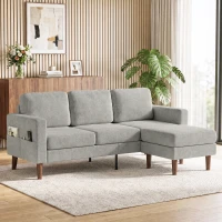 HOMCOM 78" Sectional Sofa, Small L Shaped 3-Seater Couch with Ottoman, Thick Cushions, Pocket Springs, Grey(m-1)