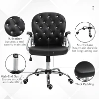 Vinsetto Office Chair, Comfortable Computer Desk Chair with Padded Seat and Adjustable Height, Tufted Back, Black(m-7)