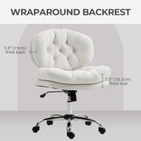 HOMCOM Computer Desk Chair, Armless Office Chair with Wide Padded Seat and Adjustable Height, Cream White(m-4)