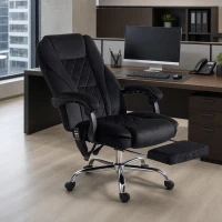 Vinsetto Massage Office Chair, Reclining Computer Chair with Adjustable Height and Footrest, Black(m-1)