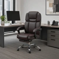 Vinsetto Massage Office Chair, Reclining Executive Office Chair with 6-Point Vibration, Footrest and High Back, Dark Brown(m-8)