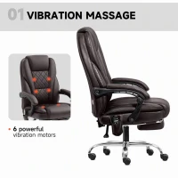 Vinsetto Massage Office Chair, Reclining Computer Chair with Adjustable Height and Footrest, Dark Brown(m-4)