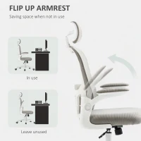 Vinsetto Office Chair, Mesh Computer Desk Chair with Adjustable Headrest, 4D Lumbar Support, Flip-up Arm, Grey(m-6)