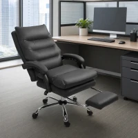 Vinsetto Executive Office Chair with 6-Point Massage, Microfibre Reclining Computer Chair with Footrest, Black(m-1)