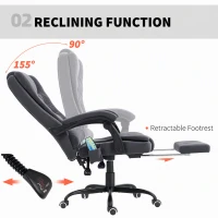 Vinsetto 7-Point Vibrating Massage Chair, Reclining Office Chair with Footrest, Reclining Back, Adjustable Height, Black(m-5)