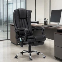 Vinsetto Office Chair 6-point Vibration Massage Chair Micro Fiber Recliner with Retractable Footrest Black(m-10)