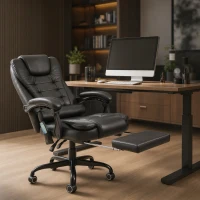 Vinsetto Reclining Office Chair with Footrest, Vibrating Massage Chair, Reclining Back, Adjustable Height, Black(m-10)