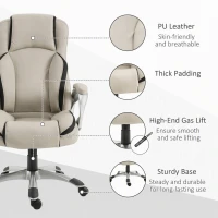 Vinsetto Ergonomic Office Chair PU Leather Executive on Rolling Wheels Task Computer Height Adjustable Swivel Ergonomic(m-7)