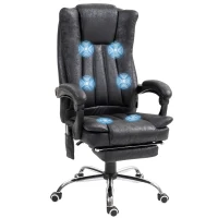 Vinsetto Office Chair 6-point Vibration Massage Chair Micro Fiber Recliner with Retractable Footrest Black(m-11)