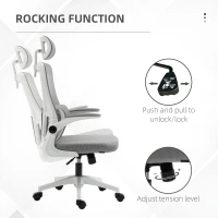 Vinsetto Ergonomic Office Chair, Mesh Computer Desk Chair with Adjustable Headrest, 4D Lumbar Support, Flip-up Arm, Grey(m-5)
