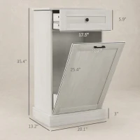 HOMCOM Kitchen Tilt Out Trash Bin Cabinet Free Standing Storage Cabinet with Drawer, Light Gray(m-3)