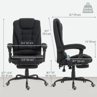 Vinsetto 7-Point Vibrating Massage Chair, Reclining Office Chair with Footrest, Reclining Back, Adjustable Height, Black(m-3)