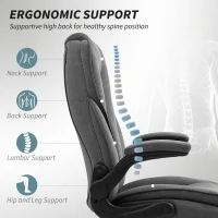 HOMCOM Executive Office Chair, Desk Chair with Flip-up Armrest, Diamond Fabric Computer Chair for Office, Dark Grey(m-4)