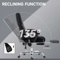 Vinsetto Massage Office Chair, Reclining Computer Chair with Adjustable Height and Footrest, Black(m-6)