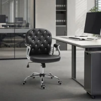 Vinsetto Office Chair, Comfortable Computer Desk Chair with Padded Seat and Adjustable Height, Tufted Back, Black(m-8)