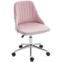 Vinsetto Velvet Office Chair with Adjustable Height, Swivel Wheels for Office, Pink(m-9)