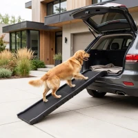 PawHut Folding Dog Ramp for Car, 61 Inches Portable Pet Ramp with Non Slip Frosted Surface, Raised Side Rails(m-10)