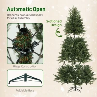 HOMCOM 6.5ft Christmas Tree with Synchronized LEDs, DIY Function, Frasier Grande Fir with Hinge Design, Remote, Daily Timer(m-8)