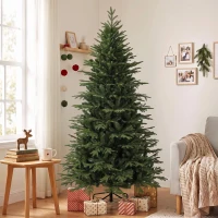 HOMCOM 7ft Artificial Christmas Tree Full Hinged Xmas Tree Metal Base, Green(m-9)