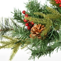 HOMCOM 1.5 Foot/16 inch 2 Pack Prelit Artificial Christmas Tree Cordless with 69 Branches, Warm White LED lights, Red Berries, Pine Cones, for Outdoor Entryway, Green(m-9)