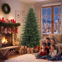 HOMCOM 7ft Artificial Christmas Tree Full Hinged Xmas Tree Metal Base, Green(m-11)