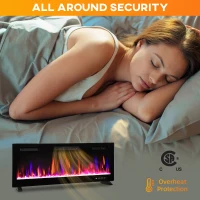 HOMCOM 50" Thin Electric Fireplace, Freestanding, Wall Mounted Fireplace Heater with Eco Mode, Auto Switch, Remote, 1500W(m-8)