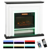 HOMCOM 41 Inch Electric Fireplace with Mantel, 1400W Fireplace Heater with Adjustable 3D Flame Effect, Black and White(m-12)