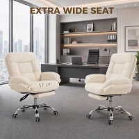 HOMCOM Armless office chair with Wheels, Waterfall Armrests, Overstuffed Wide Office Chair with Footrest, Beige(m-4)