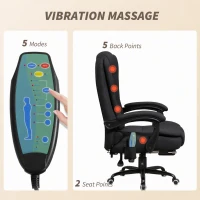 Vinsetto 7-Point Vibrating Massage Chair, Reclining Office Chair with Footrest, Reclining Back, Adjustable Height, Black(m-4)