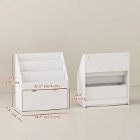 Qaba Kids Bookshelf with 3 Tier Display Shelves, Drawer for Nursery, White(m-3)