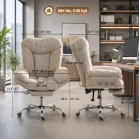 HOMCOM Armless office chair with Wheels, Waterfall Armrests, Overstuffed Wide Office Chair with Footrest, Light Grey(m-3)