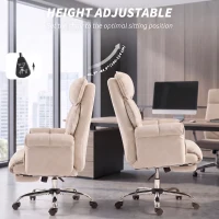 HOMCOM Desk Chair, Computer Office Chair with Footrest, Adjustable Backrest and Headrest, Cream White(m-7)