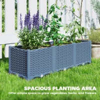 Outsunny Plastic Raised Garden Bed, 4 x 1 x 1 ft Outdoor Flower Box with Drainage Holes for Vegetables, Herbs, Blue(m-4)