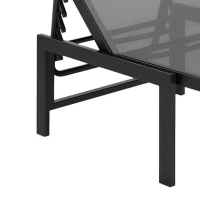 Outsunny Outdoor Lounge Chair Set of 2, 5-Position Reclining Outdoor Chaise Lounge Tanning Chair with Mesh Seat, Grey(m-10)