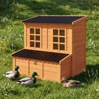 PawHut Wooden Chicken Coop with Nesting Box, Pull-Out Tray, Waterproof Roof, 39" Chicken House for 2-4 Chickens, Rabbits(m-8)