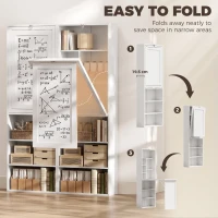 HOMCOM Fold-out Convertible Office Desk, Wall Mount Computer Desk with Whiteboard and Side Shelf, White(m-4)