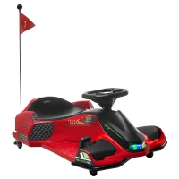 Aosom 12V Electric Drifting Go Kart w/ Slow Start, Music, Lights, Red(m-12)